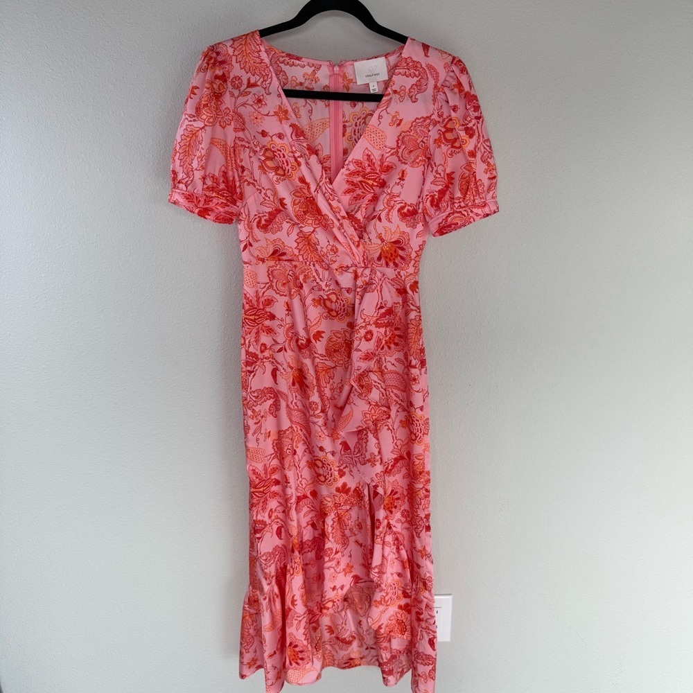 NWOT CINQ A SEPT Kay Floral-Print Midi-Dress English Rose Multi Boho Women’s 0 - Picture 3 of 14